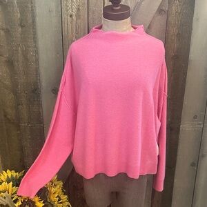 Anthropologie Pilcro Alana 100% Cashmere Mock Neck Sweater Rose Pink M NWT